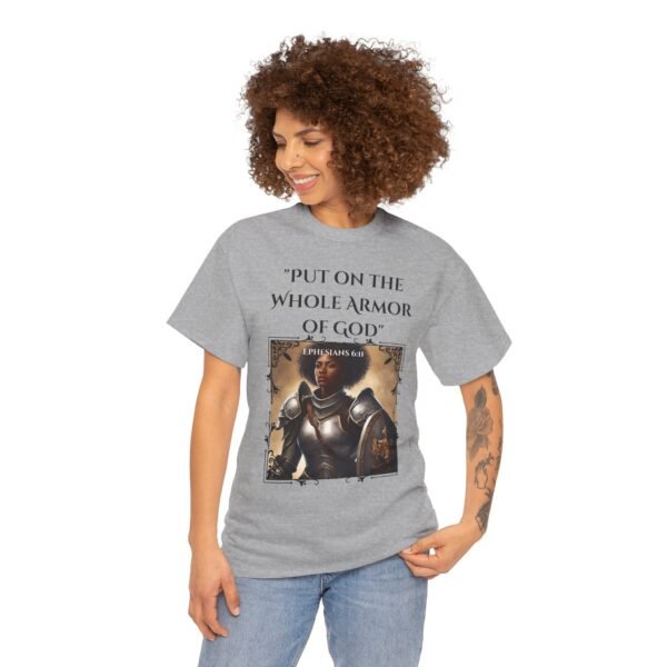 Armor Of God Ephesians 6:11 Unisex Heavy Cotton Tee African American Female - Image 5