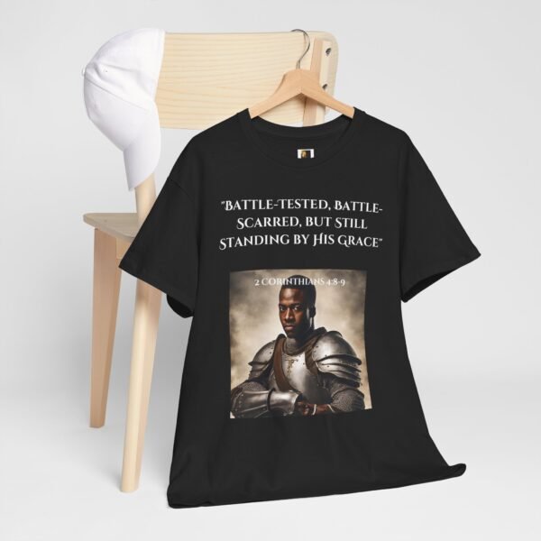 Battle-Tested 2Corinthians 4:8-9 Unisex Heavy Cotton Tee African American Male - Image 2