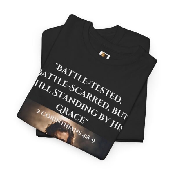 Battle-Tested 2Corinthians 4:8-9 Unisex Heavy Cotton Tee European Male - Image 4
