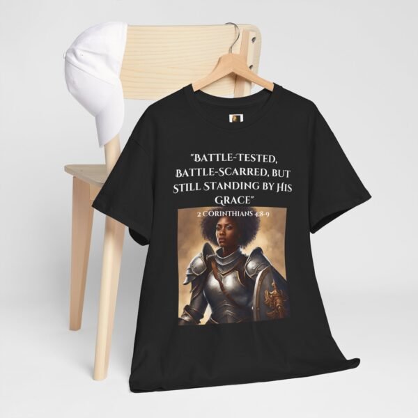 Battle-Tested 2Corinthians 4:8-9 Unisex Heavy Cotton Tee African American Female - Image 2