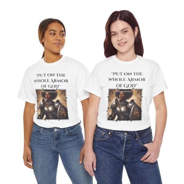 Armor Of God Ephesians 6:11 Unisex Heavy Cotton Tee African American Female - Image 3