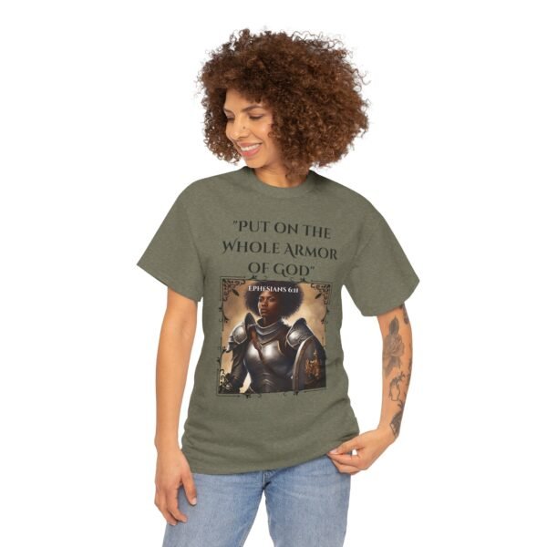 Armor Of God Ephesians 6:11 Unisex Heavy Cotton Tee African American Female - Image 9