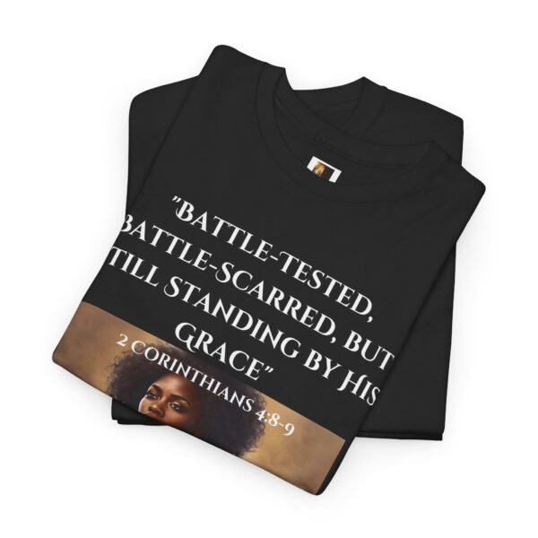 Battle-Tested 2Corinthians 4:8-9 Unisex Heavy Cotton Tee African American Female - Image 4